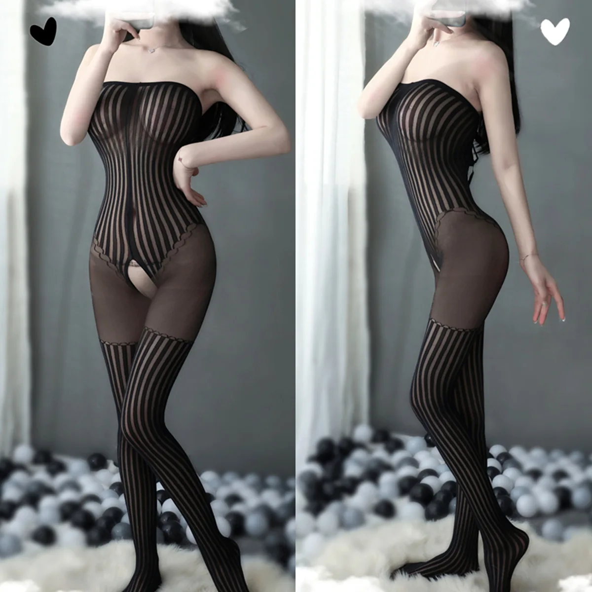 Open Crotchless Sexy Lingerie Women Fishnet Open Crotch Catsuit Mesh Tights Erotic Bodysuit Sleepwear Jumpsuit Teddies