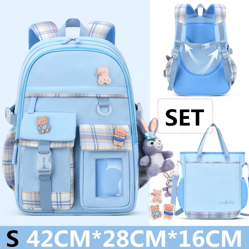 Imagem -04 - Primário Cartoon Schoolbag para Meninas Mochilas Escolares Poliéster Kids Bags Mochila Feminina Bonito Grau 136 Tamanho