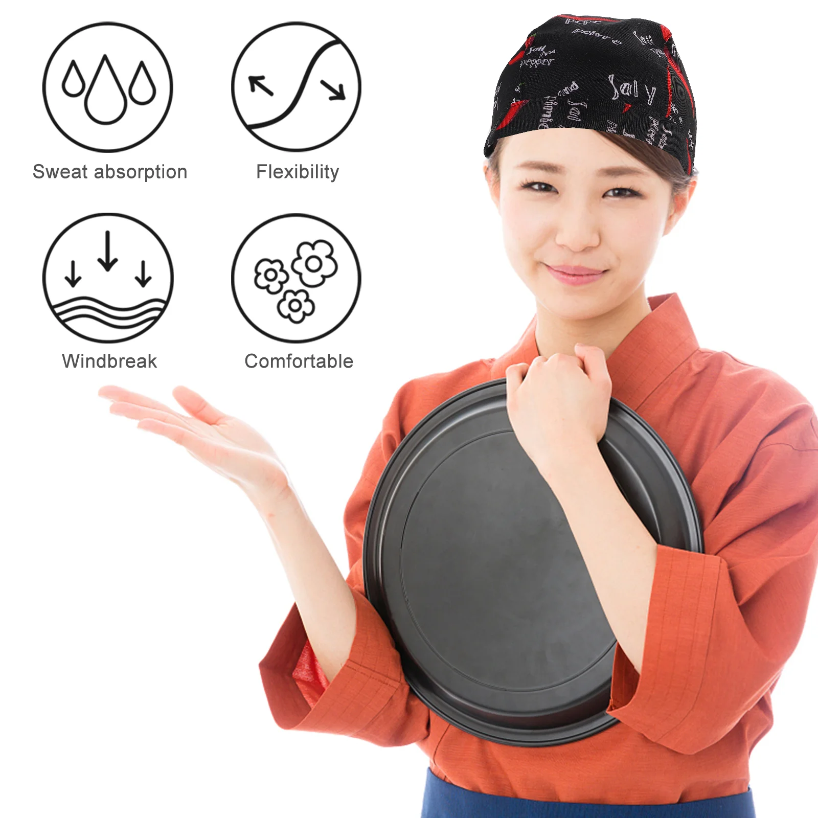 2 Pcs Cooking Chef Hat Bandana Man Ribbon Hair Caps Cotton Mens Hats Fitted Waiter