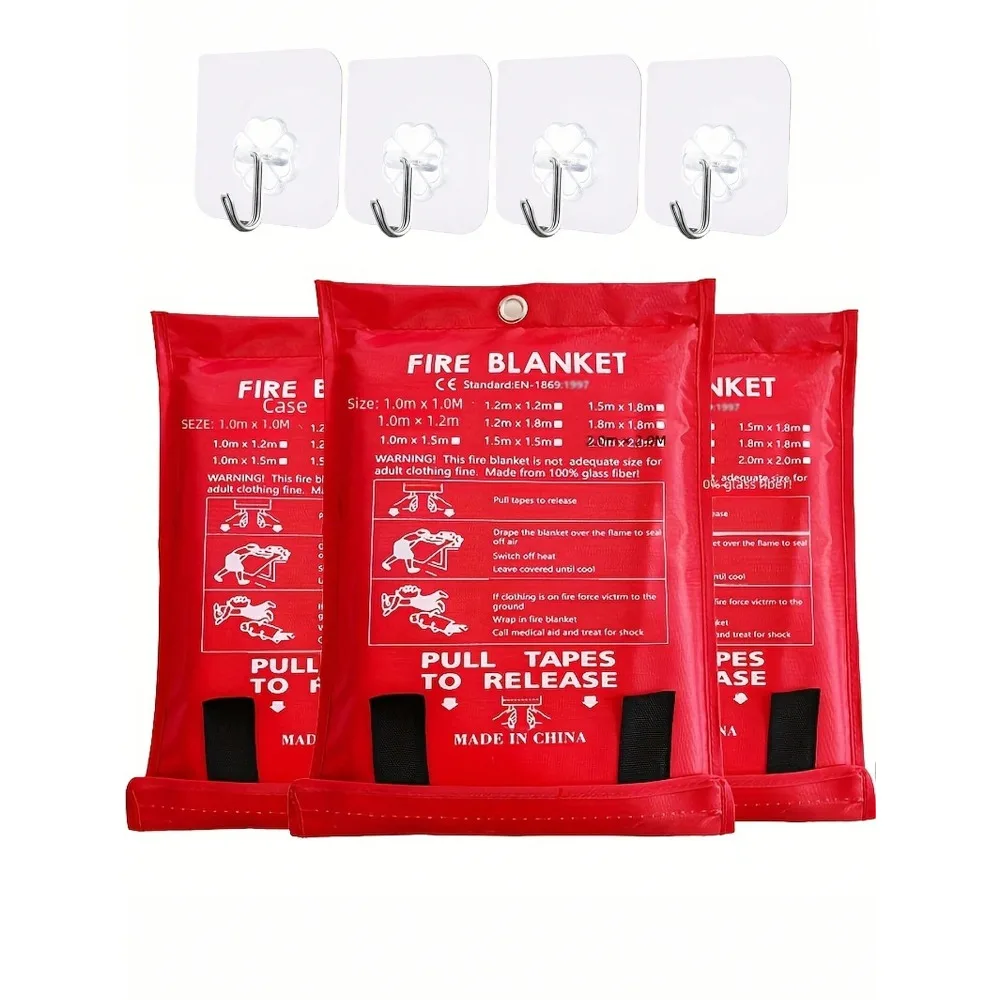 ผ้าห่มกันไฟ 39.37 x 39.37 นิ้ว ผ้าห่มฉุกเฉินทนไฟ ผ้าห่มไฟเบอร์กลาสสำหรับครัว เตาผิง บาร์บีคิว