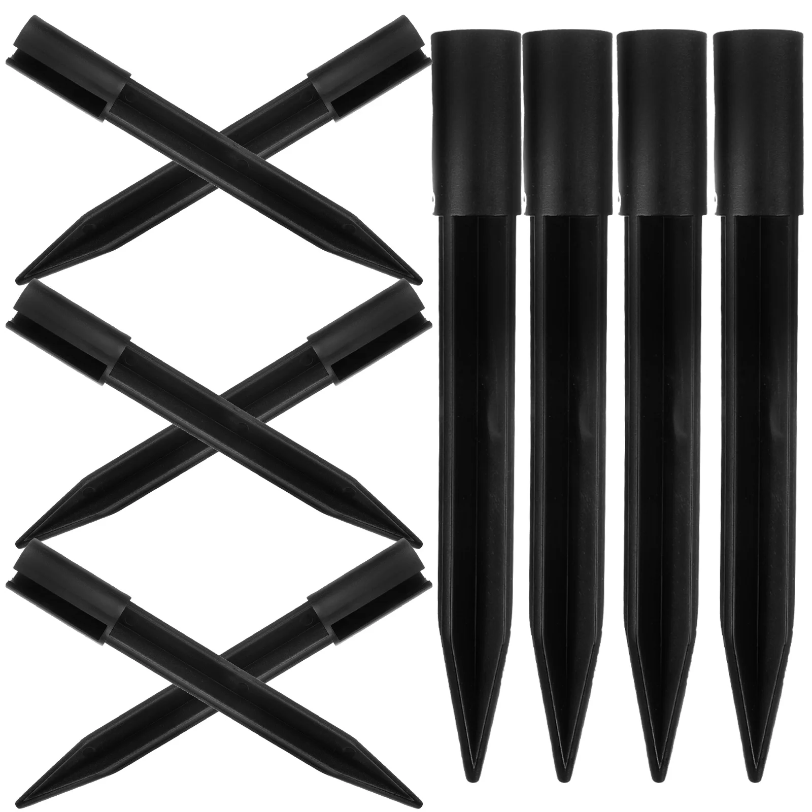 

10 Pcs Ground Lamp Stakes Solar Light Black Plastic Spike Torch Garden Yard Lawn Abs Accessories Outdoor Replacement