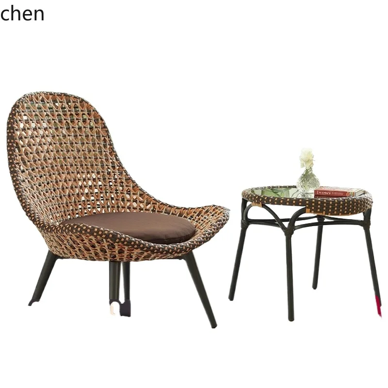 HXL Balcony Sofa Chair Creative Rattan Single Chair Leisure Chair