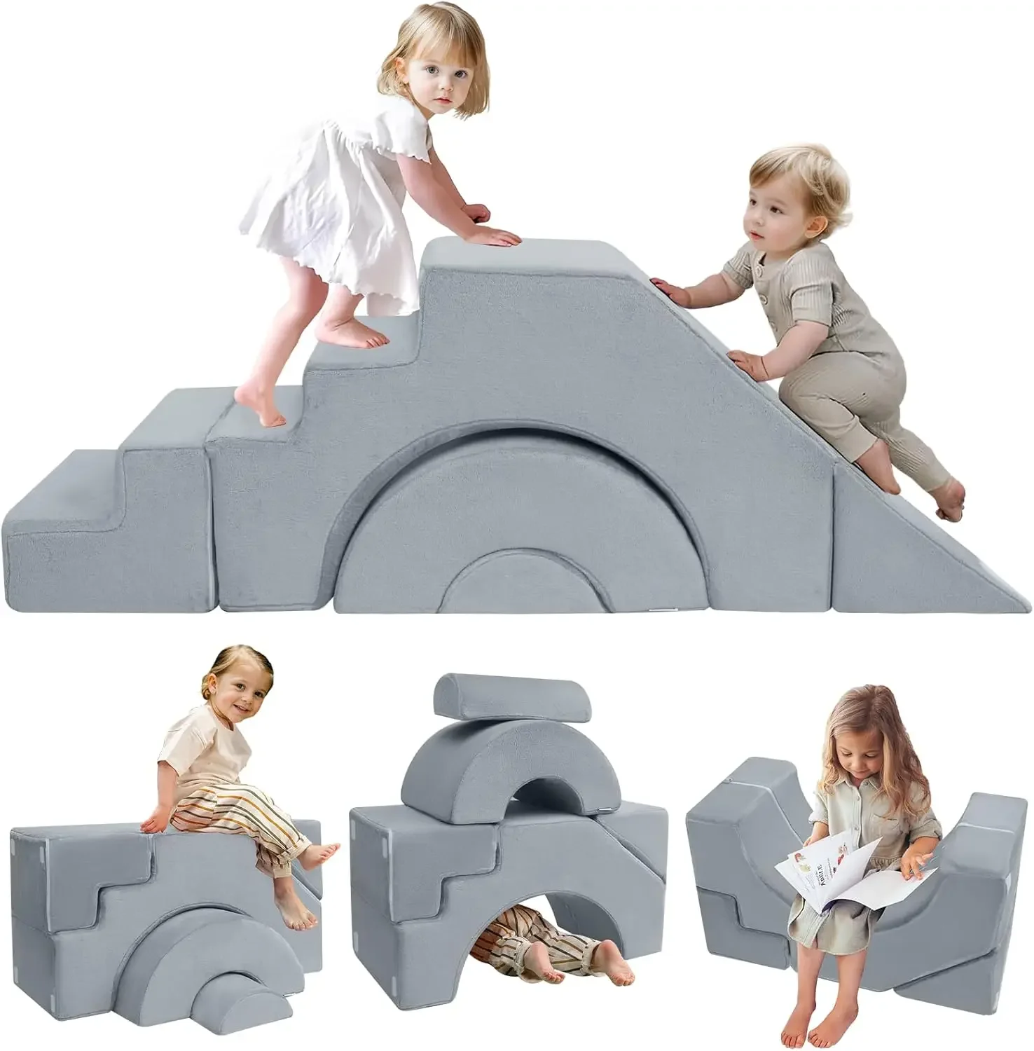 Foam Climbing Toddler Couch Modular Kids Sofa, Sectional Baby Couch for Climb Crawl, Kid Play Couch Convertible Children Sofa Be