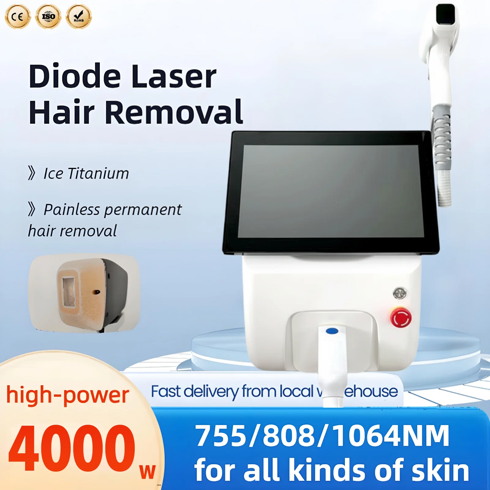 

4 Wavelengths Hair Removal Laser Diode 808nm 755 808 940 1064NM Epilation Laser for Hair Removal machine Laser Hair Remover