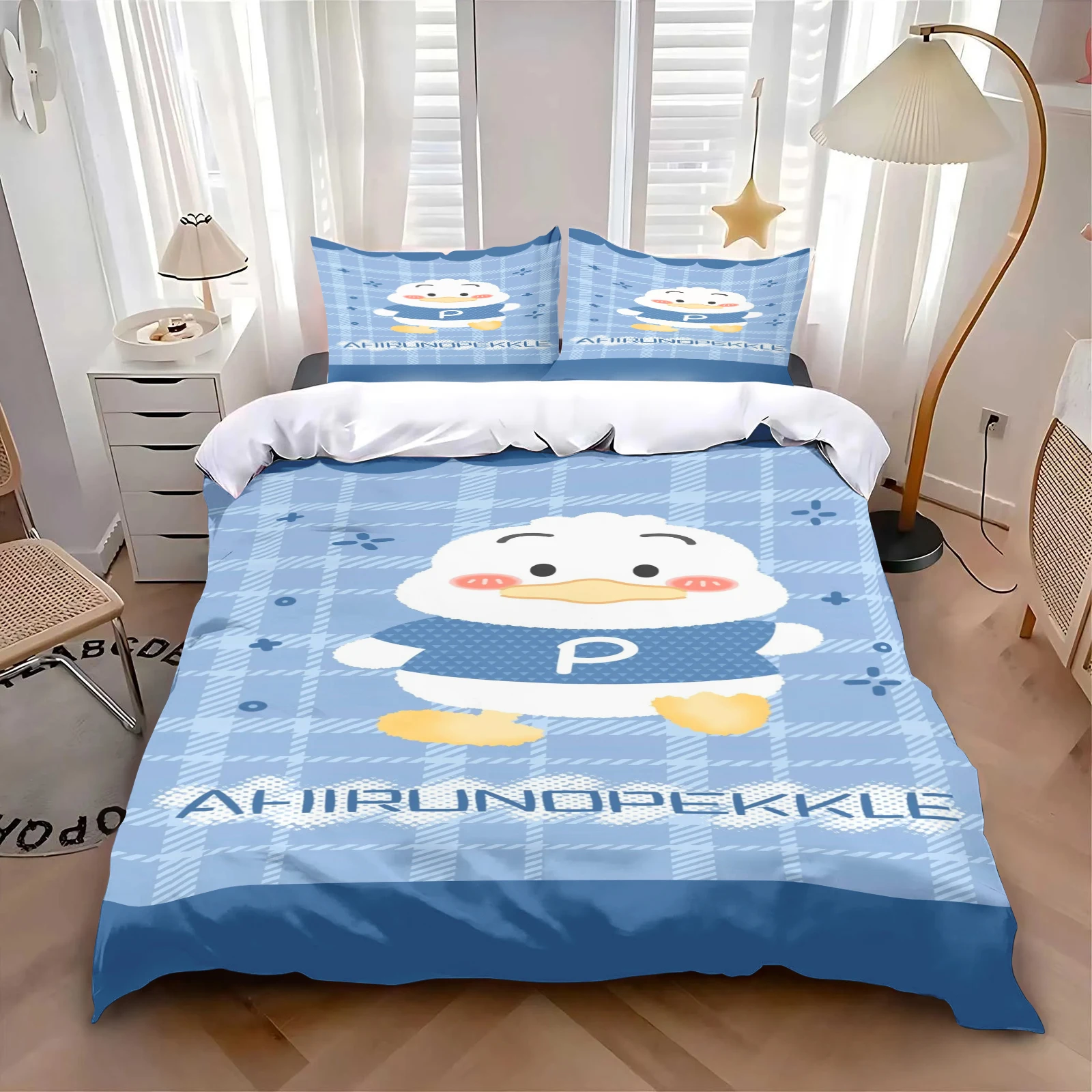 

MINISO-Baker Duck Duvet Cover Cartoon Anime Children Bedroom Set Quilt Covers Pillowcase Kids Bedding Set Holiday Gifts