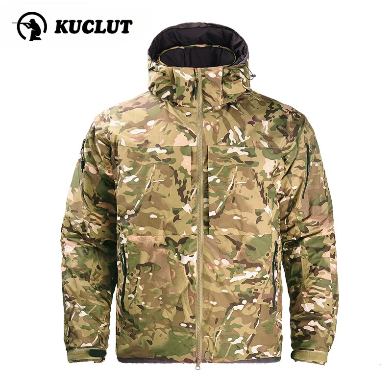 Outdoor Tactical Down Jacket Men Winter Keeping Warm Wear-resistant Waterproof Overcoat Thicken Windproof Hooded Camouflage Suit