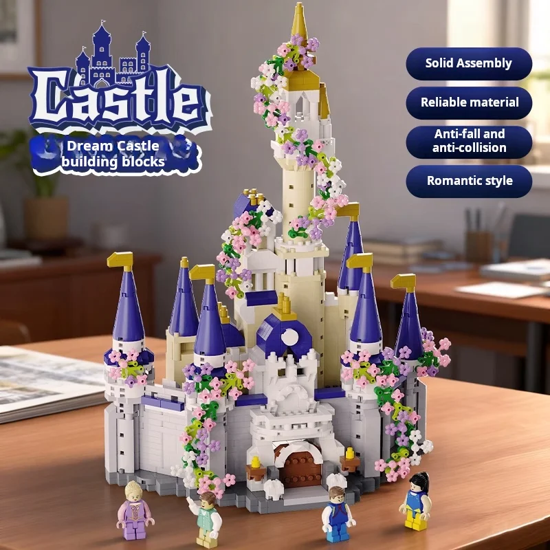 بلو كاسل قطعة صغيرة اللبنات منزل الأميرة القلعة السحرية عيد ميلاد Gif للأطفال DIY لعبة البناء الإبداعية هدية الفتاة #2