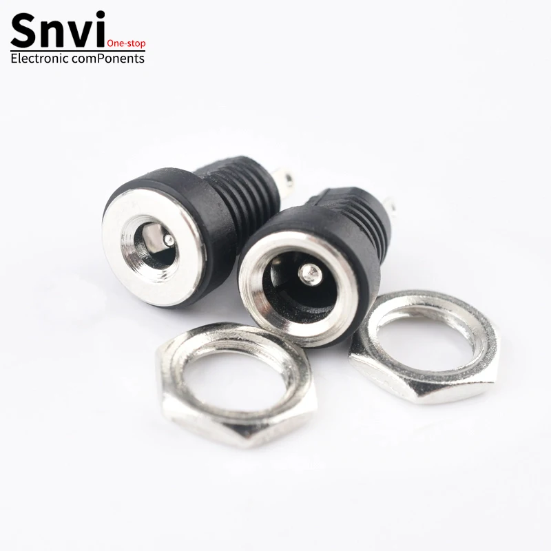 5pcs 5A 30V DC Power Supply Jack Socket Female Panel Mount Connector 5.5 2.1mm Plug Adapter 2 Terminal Types 5.5x2.1 DC-022B