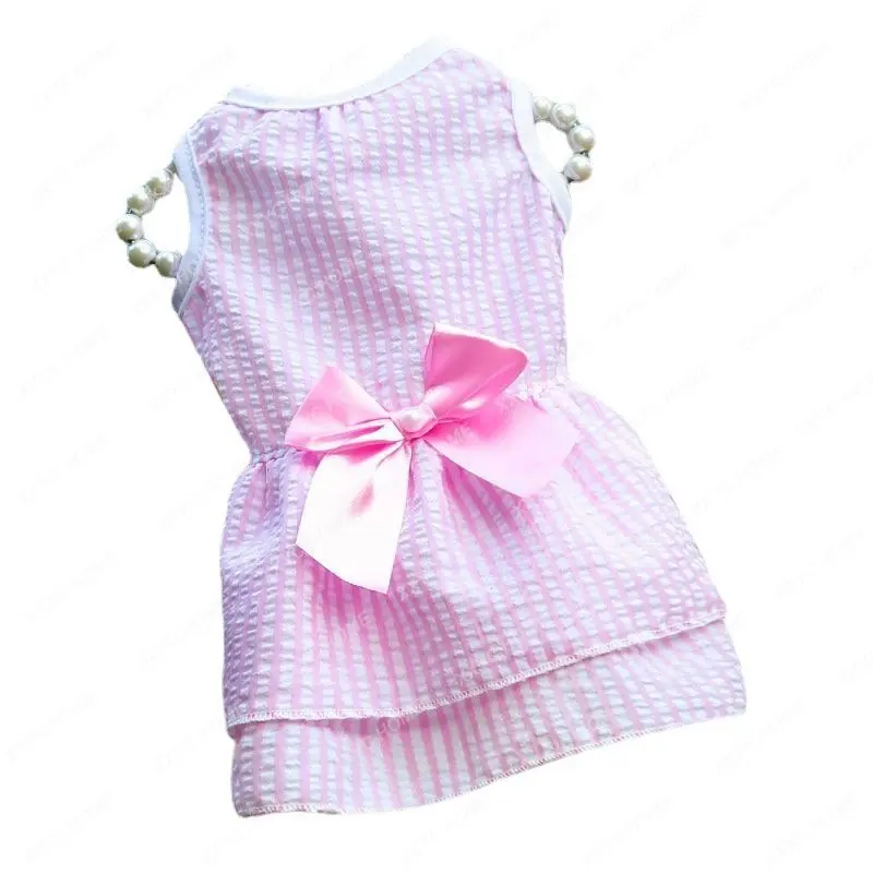 

Pet Clothes Dog Skirt Bow Dress Wedding Dress Spring, Summer, Autumn Plaid Striped Cat