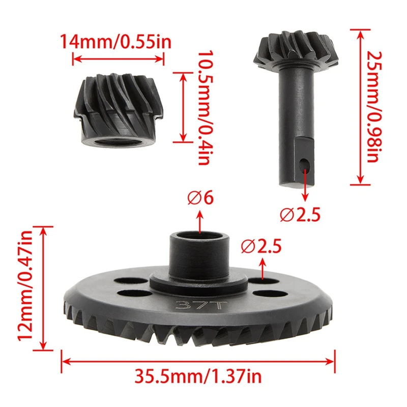 For 1/10 RC Car Traxxas Slash 4X4 F-150 Front And Rear Gearbox Helical Gear 13-37T RC Crawler Car Truck Upgrade Parts