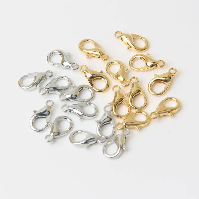 

10PCS/Lot 12mm Gold Silver Clasps Hooks DIY Handmade Jewelry Accessories Alloy Lobster Buckle Making Beaded Bracelet Necklace