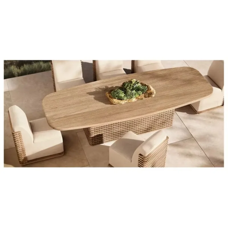 

Outdoor balcony furniture 6 chairs, durable weather-resistant teak solid wood dining table set
