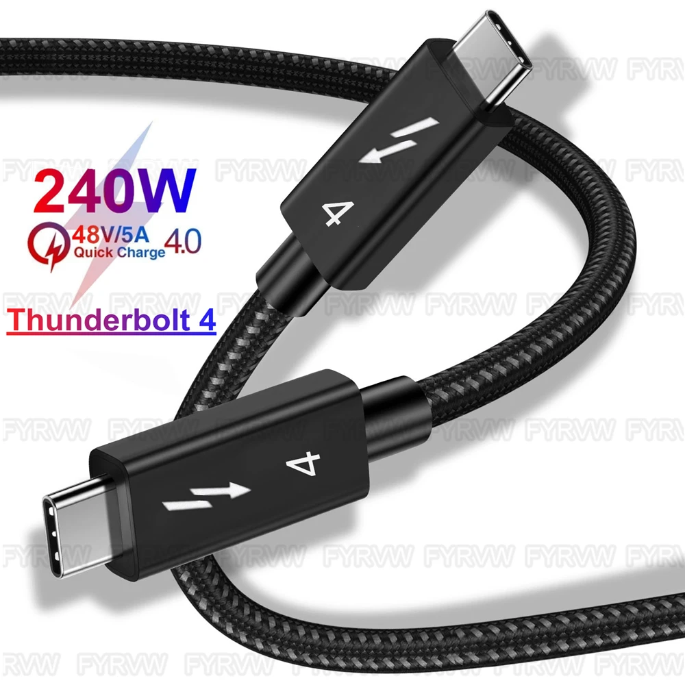 Thunderbolt4 Cable USB C 40Gbps Cable 8K@60Hz PD240W 100W Quick Charger for MacBook Pro Samsung M1 Thunderbolt 4 Laptop Cable