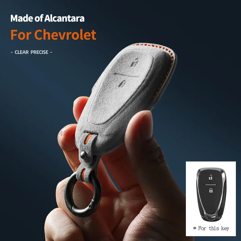 Alcantara Car Key Case Cover Holder Key Shell Buckle For Chevrolet Orlando Onix Cruze 2016 Spark 2 Buttons Keychain Accessories