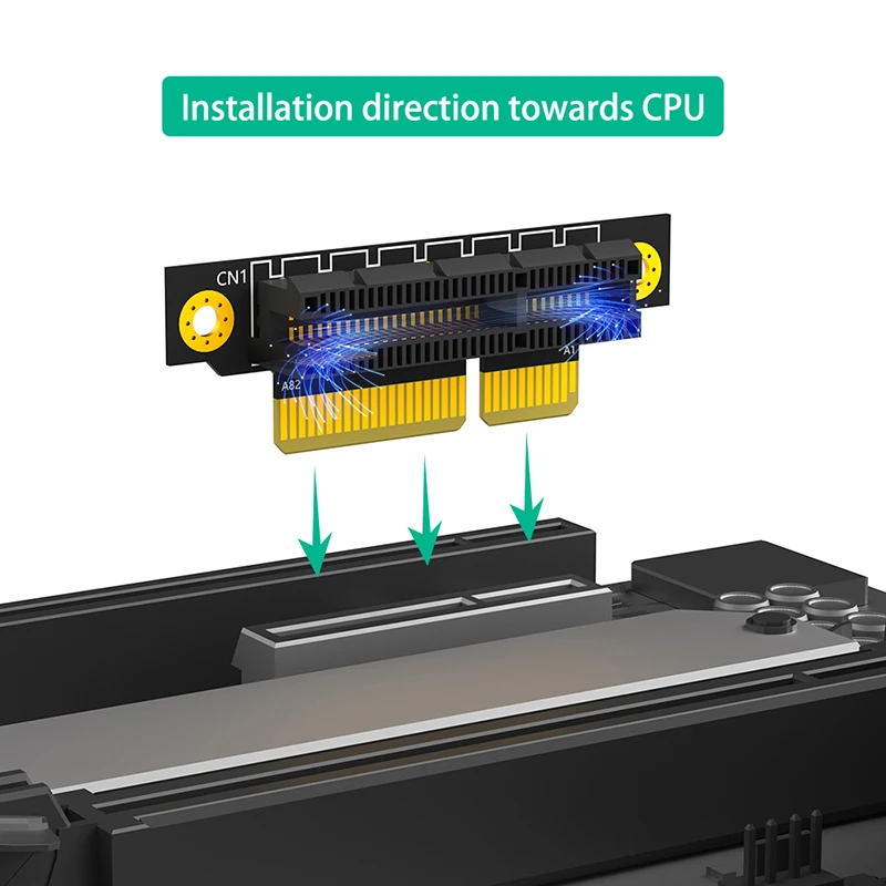 PCIE X4 3.0 kartu Riser pria ke wanita, 20mm PCIE X4 90 derajat terbalik PCI Express 4X ke 4X konverter adaptor papan Riser untuk 1U Server PC