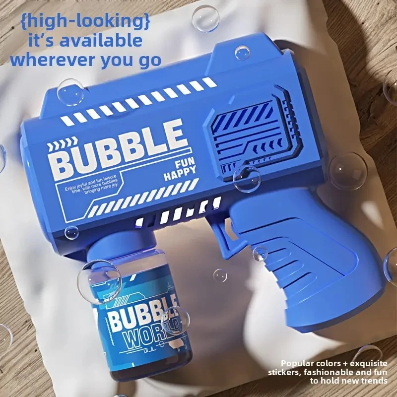 Máquina de bolhas de brinquedo infantil totalmente automática com luz, pistola de bolhas portátil (excluindo bolhas líquidas/bactérias para ser preparadas