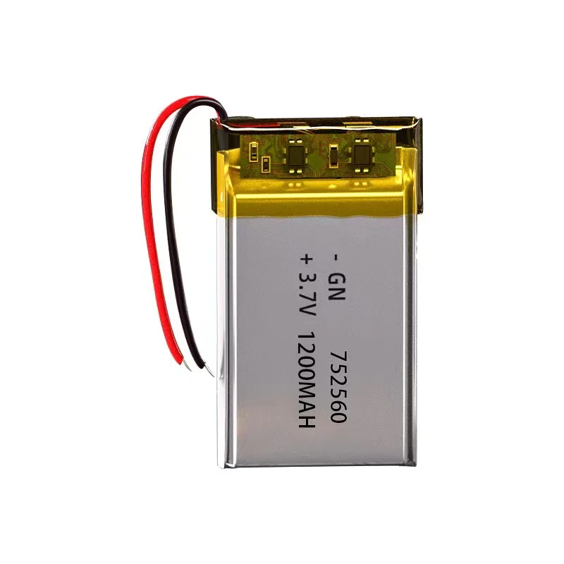 3.7V rechargeable battery 752560 polymer lithium battery 1200MAH LED lighting power bank locator fully charged