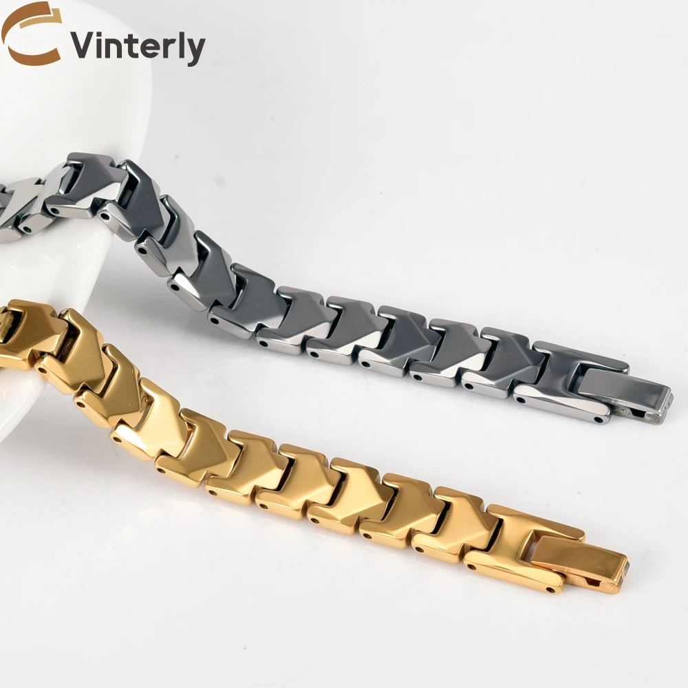 

Винтерли, устойчивые к царапинам браслеты из карбида вольфрама, стрелка, магнитный гематит, преимущества, звено цепи, ювелирные изделия, энергия, водонепроницаемость, 18 см