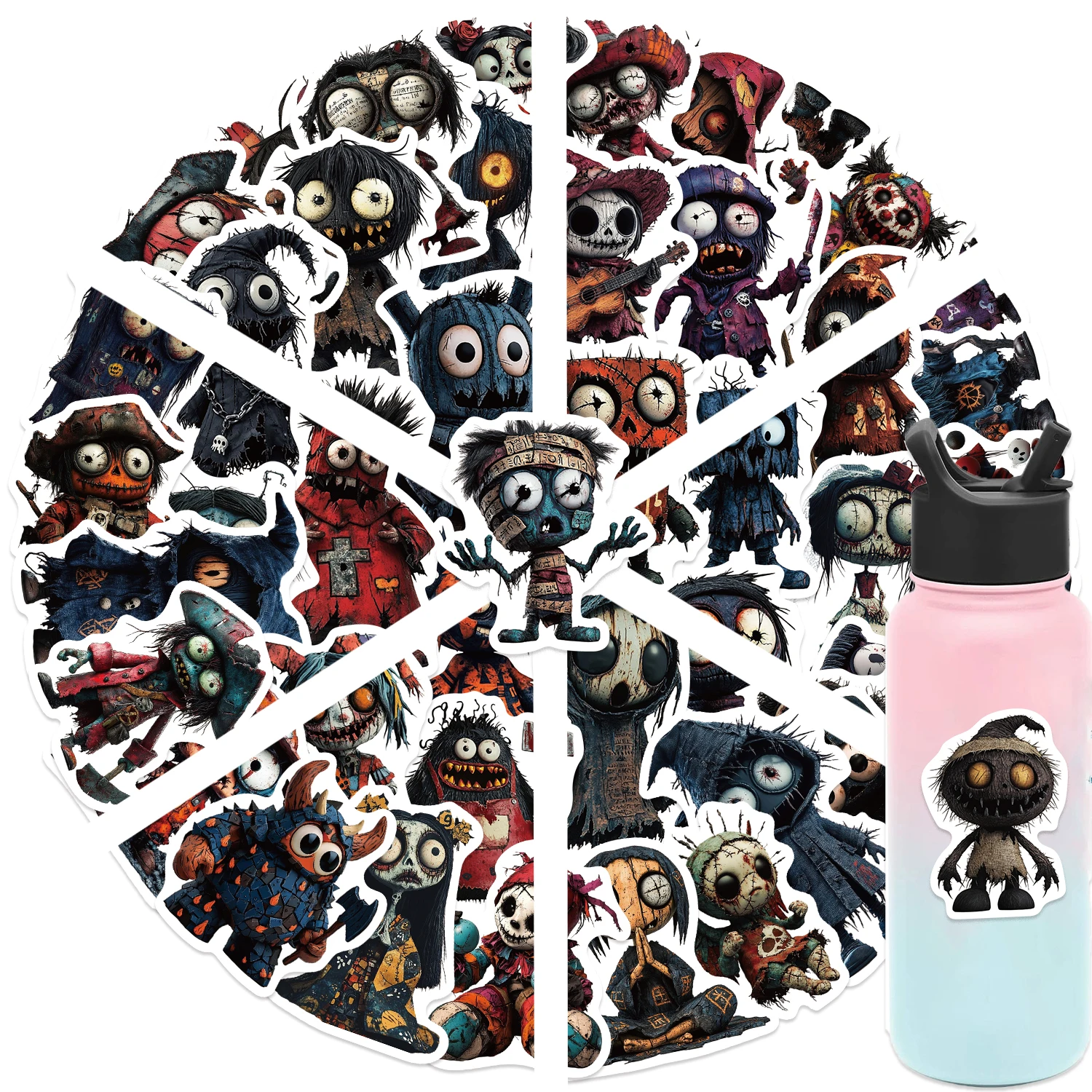 50PCS Horror-Stil Kunst Schädel Aufkleber Wasserdicht DIY Skateboard Motorrad Helm Halloween Dekoration Aufkleber Spielzeug