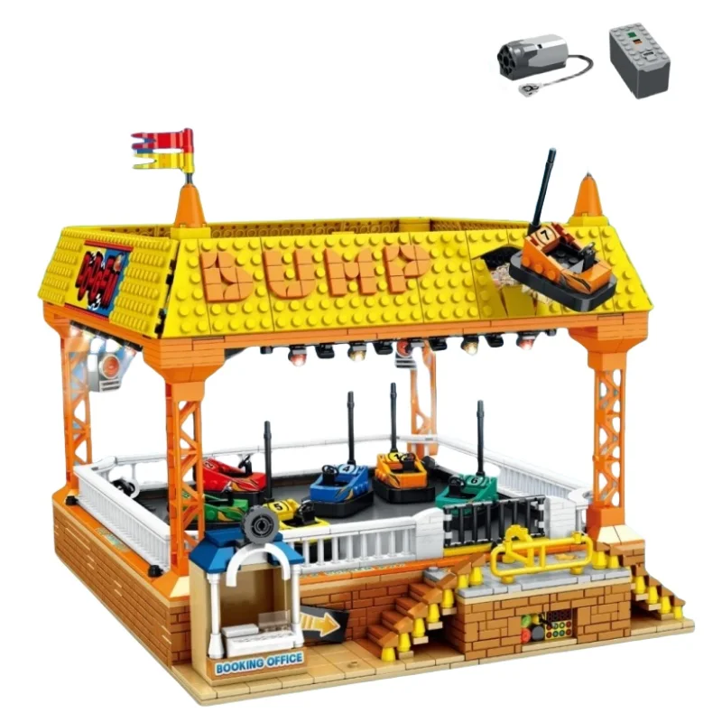 Creative Expert City Street View MOC JD037 Children’s Amusement Park Bumper Car Model 1099PCS Building Blocks Brick Puzzle Toys