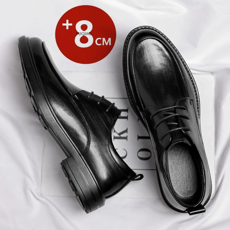 

Мужские оксфорды в британском стиле, туфли-лифты, кожаные деловые модельные туфли с внутренним увеличением высоты 3/6/8 см для свадьбы, офисной вечеринки