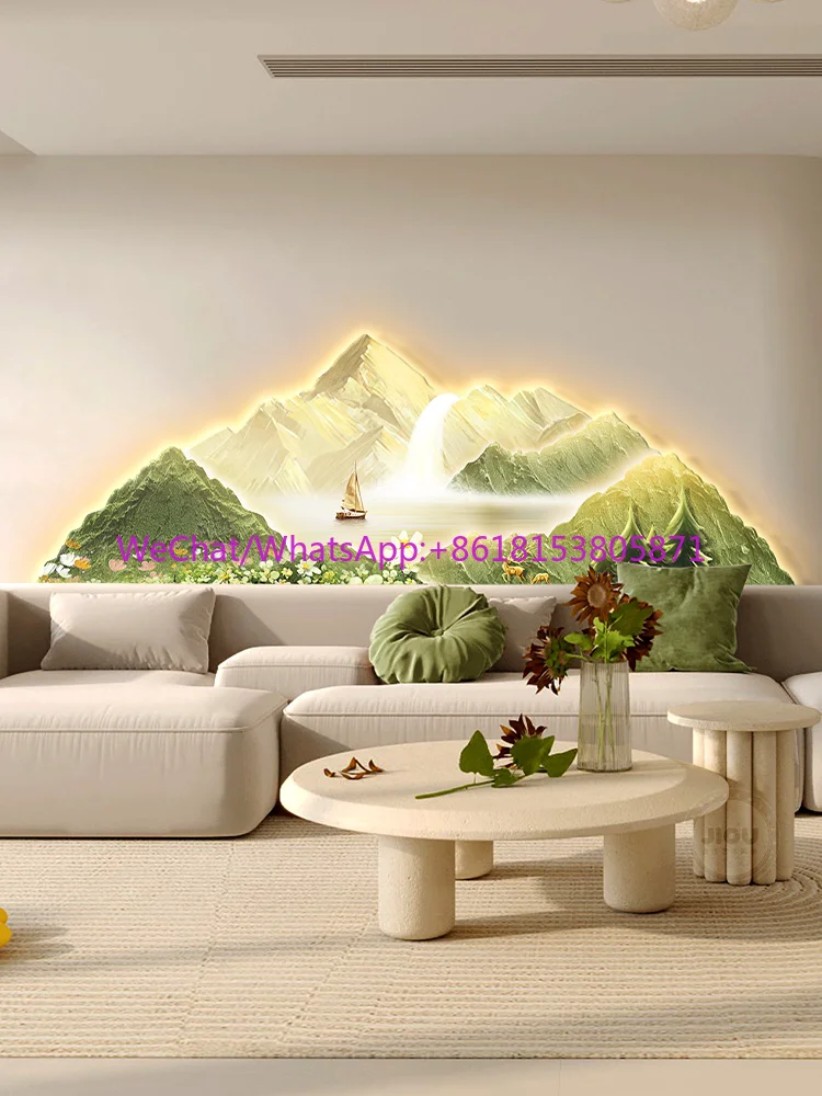 Living room decorative painting Nordic flowing water makes money sofa background wall hanging painting wabi sandy wind