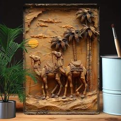 Vintage Camel-Themed Metal Tin Sign 8X12