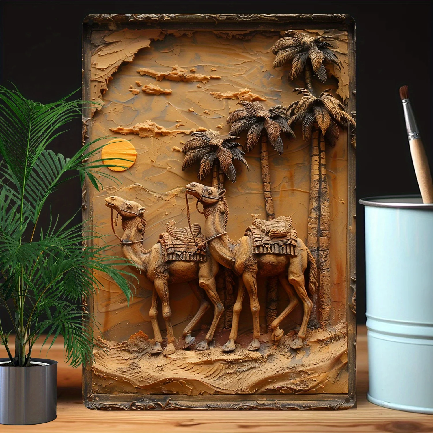 Vintage Camel-Themed Metal Tin Sign 8X12