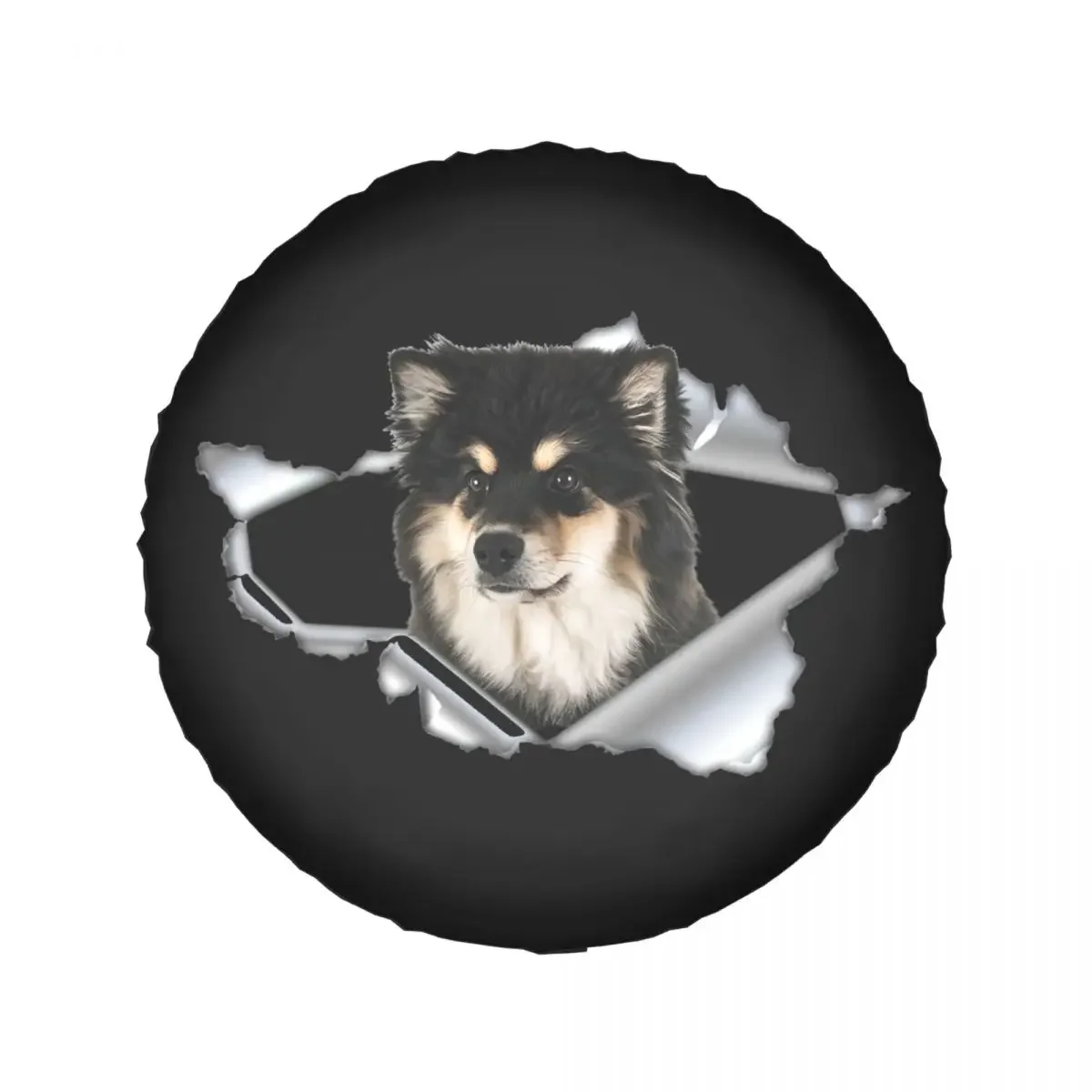 ภาษาฟินแลนด์ Lapphund สุนัข 3D ฝาครอบยางอะไหล่สําหรับรถจี๊ป Mitsubishi Pajero Chien Finnois De Laponie SUV RV รถพ่วงล้อรถป้องกัน