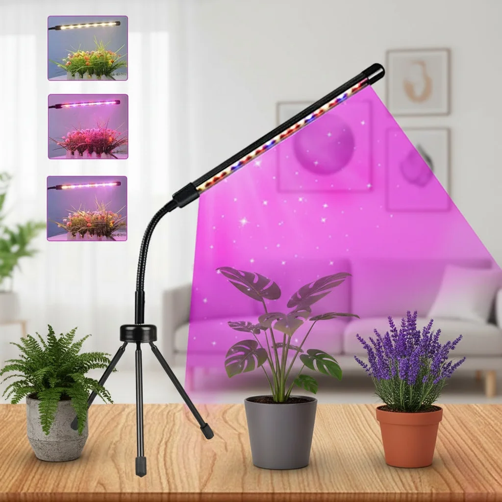 3Colors Tripod Plant Growth Lamp USB Timing Control 3/9/12Hours Indoor Flower Seedling Plant Lighting Dimmable Led Grow Light