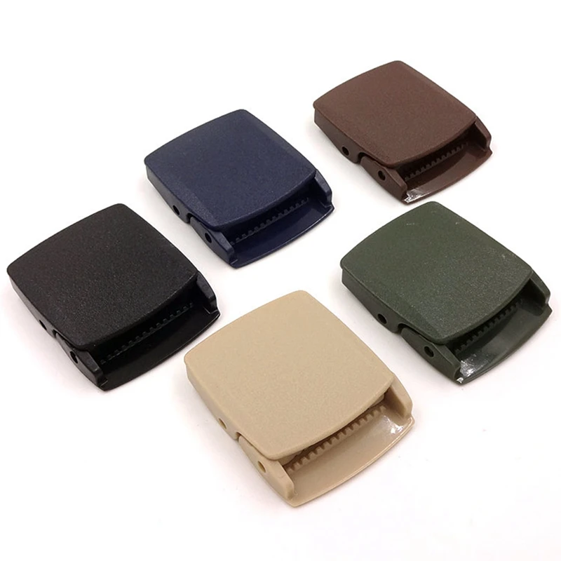 5pcs Pack 32mm Wide Colorful Plastic Craft Belt Buckles Set Adjustable Automatic DIY Men's Belt Buckles Military Webbing Clips