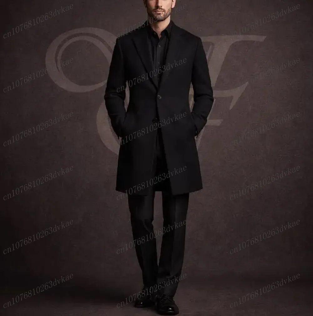 

Новый длинный черный пиджак для делового костюма, свадебного торжества, выпускного вечера, для жениха и шафера, для официальных мероприятий, смокинг, комплект из 2 предметов: пиджак и брюки