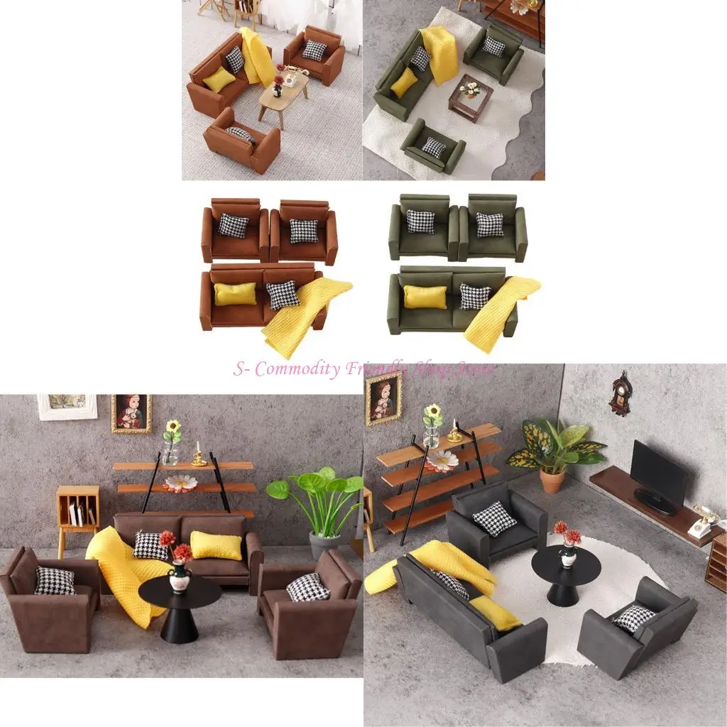 

85AE 1/12 Scale Wooden Couch Single Sofa Model Miniature Furniture For Realistic Dollhouses Displays