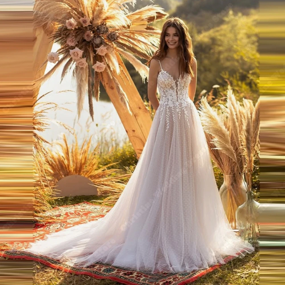 2025 elegante Frauen Brautkleider Sexy Spaghetti-trägern Brautkleider Wischen Länge Prinzessin Ball Vestidos De Novias Angepasst