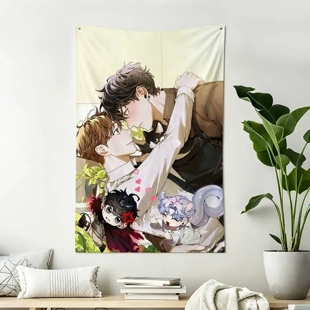 Virtual Strangers BL Manhwa  Home Decor Wall Hanging Vertical Flags Indoor Outdoor