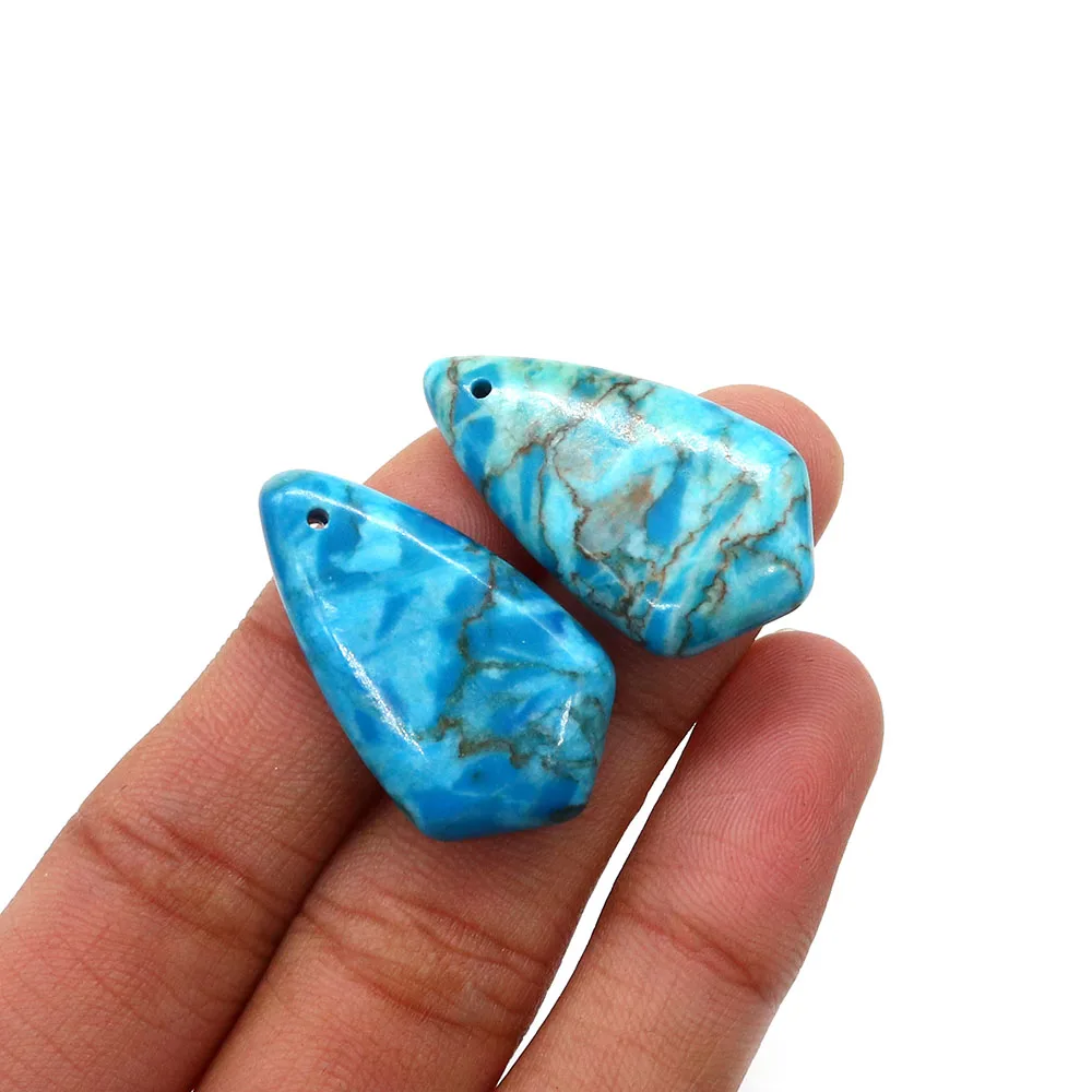 

Polished Single-Hole Water Drop Shield-Shaped Pendants Colored Patterned Synthetic Turquoise Emperor Stone DIY Unique Jewelry