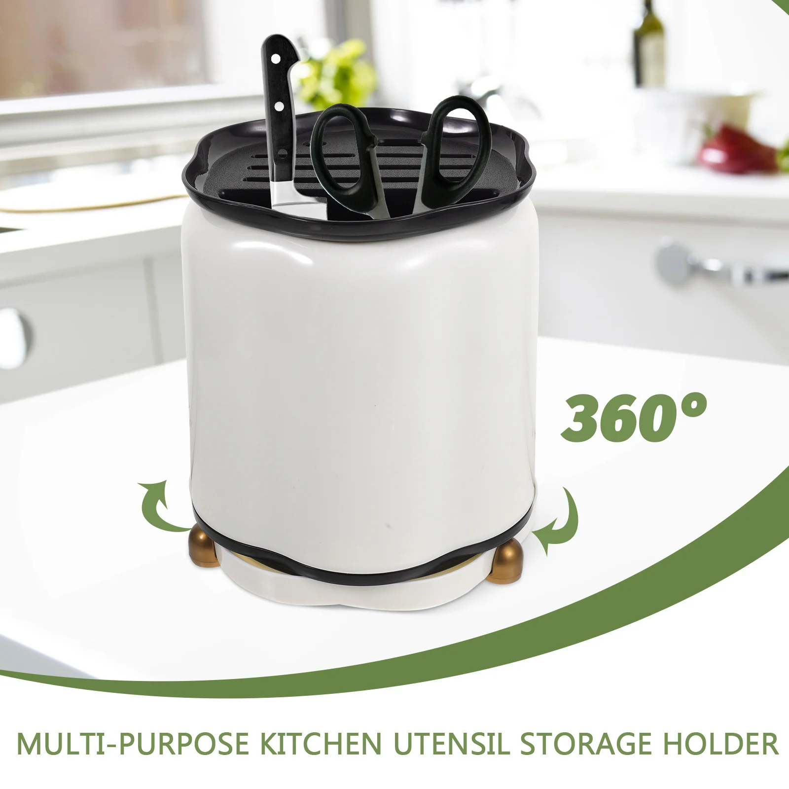

Rotating Knife Holder 360 Degree Turntable Kitchen Utensil Organizer For Knives Chopsticks Scissors Detachable Cutter