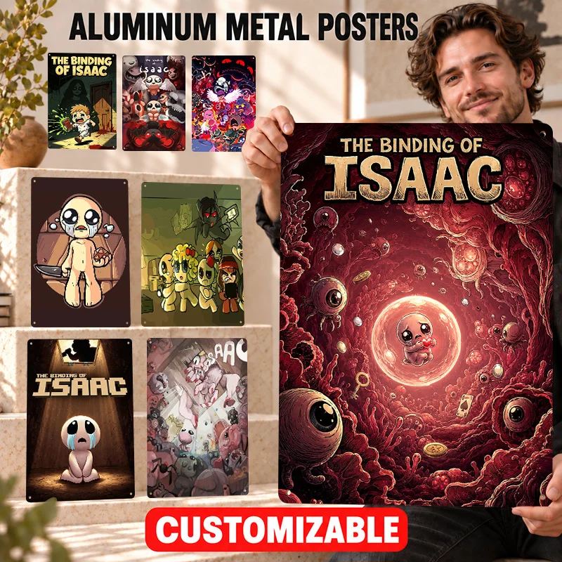 The Binding of Isaac Printed Posters Arcade Inspired Style Studio Wall Art Personalized Aluminum Metal Sign Collector Keepsake