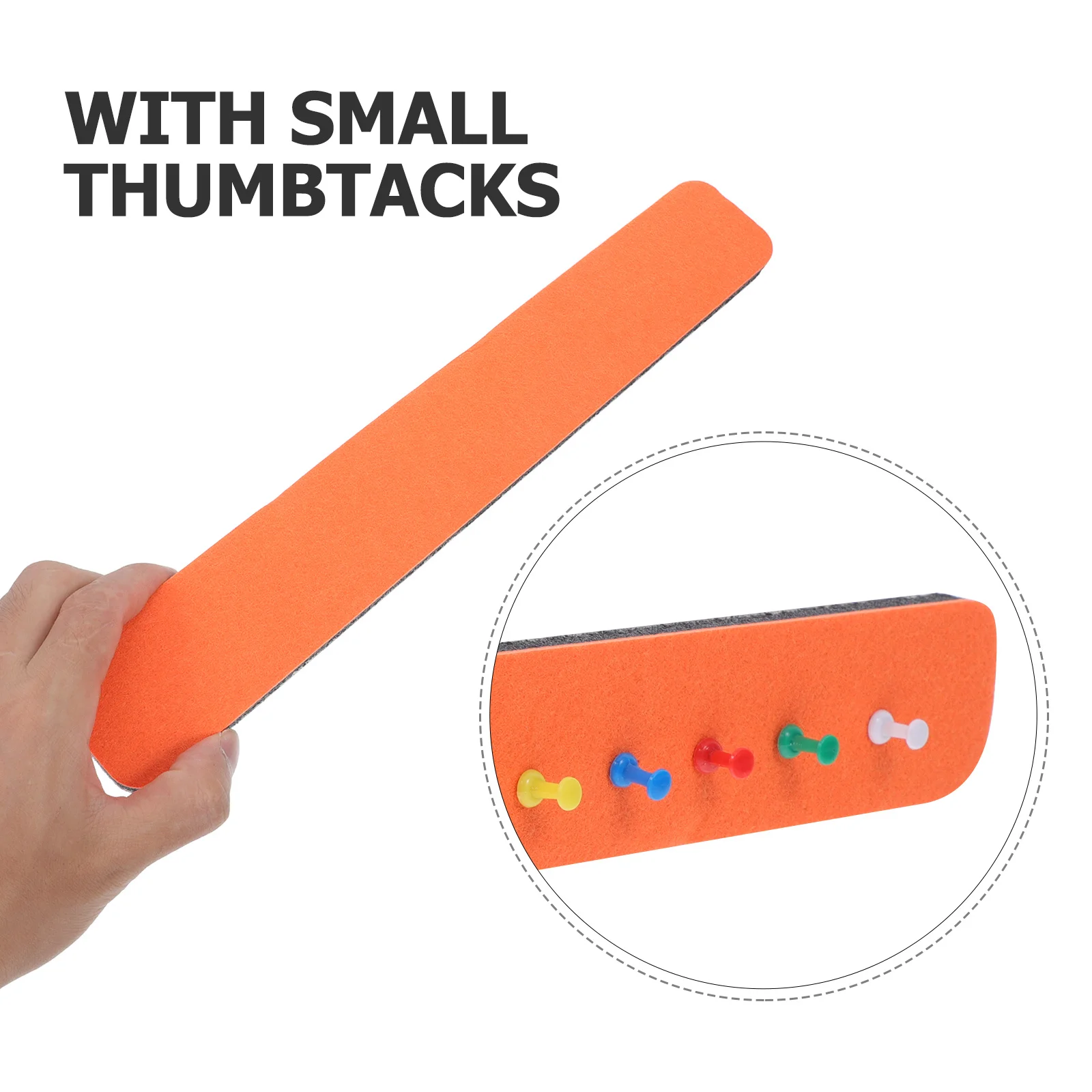 5 Stück Filzstreifen, Pinnwand, Bar mit 30 Stiften, selbstklebende Korktafel, Alternative für Büro, Zuhause, Schule, Küche, Orange