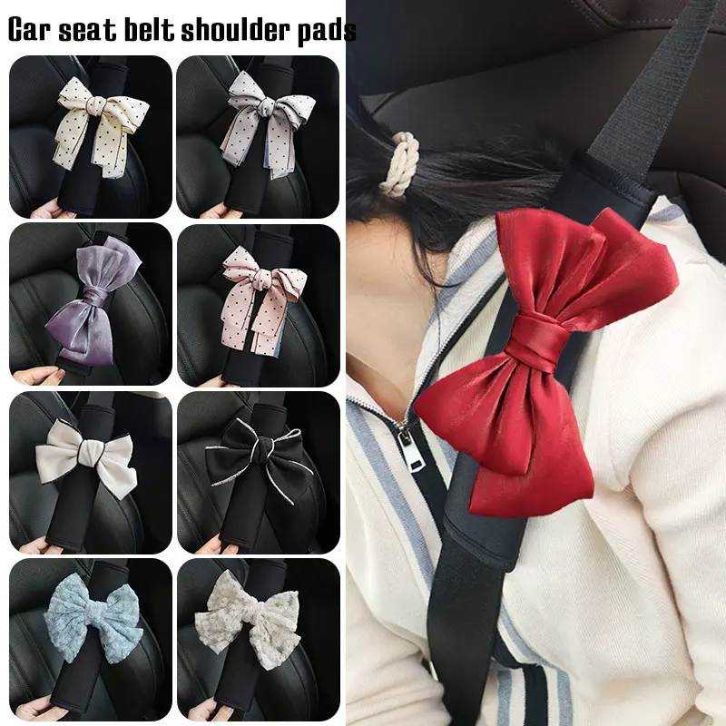 1Pc Women Car Seat Belt Cover Cute Bowknot Decorative Protective Shoulder Pad Covers 2025Ladies Car Interior Accessories