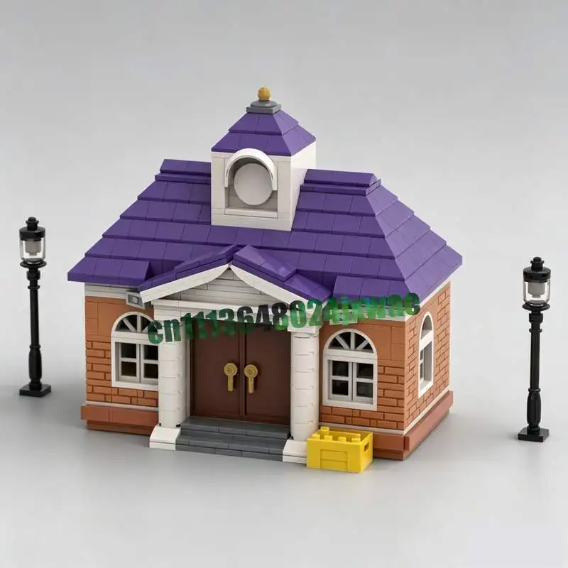 1279Parts Cute Island Civic Center Building Moc Model Custom Puzzle Architecture Diy Creative Assembly Building Blocks Toy Gifts