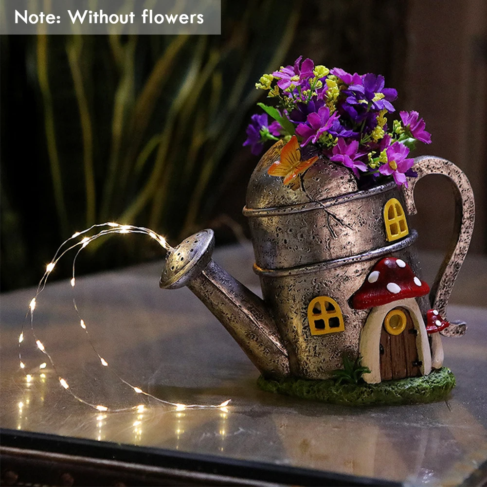 

Creaitve Decorative Pendant Simulated Gourd House Solar Light Garden Kettle Potted Light Succulent Flower Pot for Presents Gifts