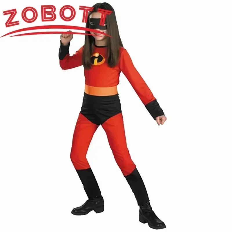 Ragazza Mr Incredible 2 Costume Cosplay Ragazzo Supereroe Fancy Dress Up Bambini Tuta rossa con maschera Costumi Anime di Halloween per bambini