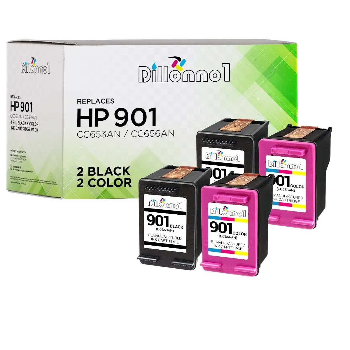 4-pk Voor HP901 Blk/Clr Inkt Cartidge Combo Voor Officejet J4624 J4660 J4680 Serie