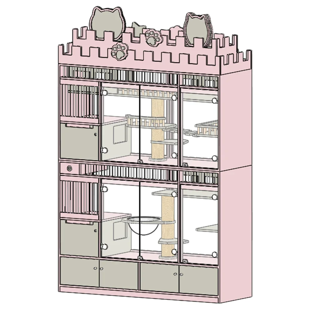 2024 Indoor Luxury Wooden Cat Furniture Breeding Luxury Cat House Luxury Cat Dog Pet Villa Nest Bed Cage Display Cage Cabinet