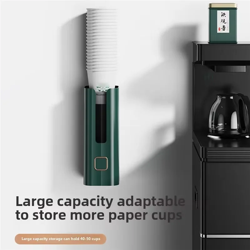 ABUL-Disposable Cup Holder Automatic Cup Extractor Wall-Mounted Perforation-Free Water Cup Shelf Storage Artifact Storage Box