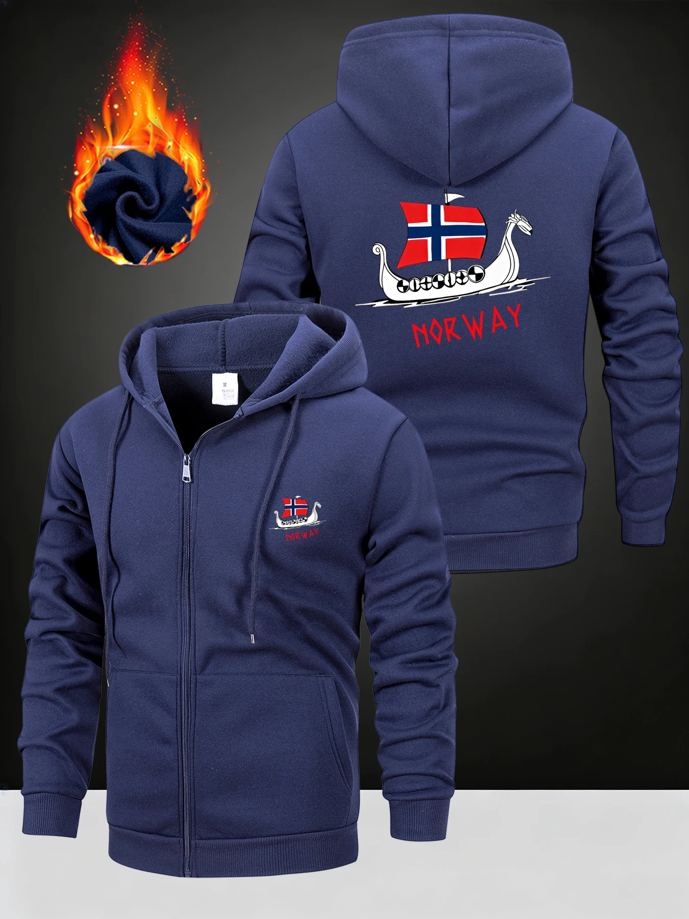 2025 الخريف يندبروف هوديي النرويج المطبوعة الرجال البلوز سستة إغلاق سترة موضة رياضية ملابس الشارع الشهير الذكور