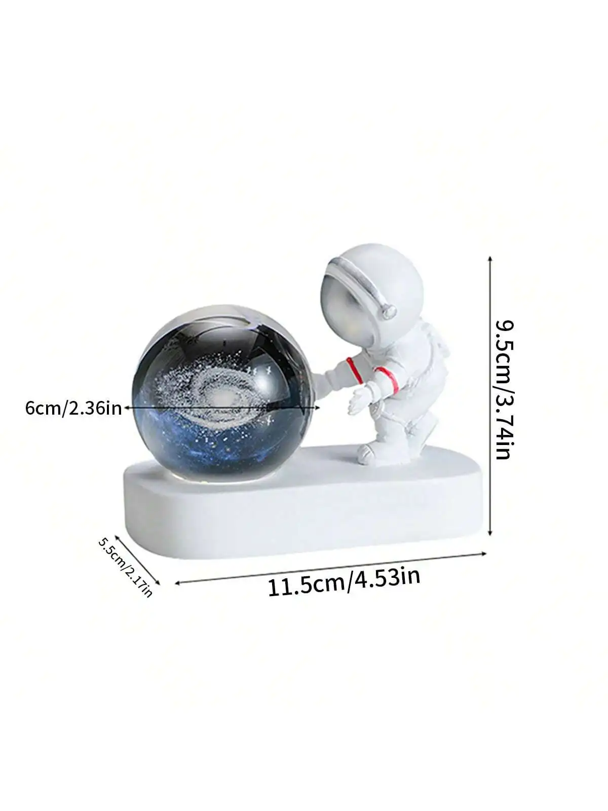 1Pcs Astronaut Statue Crystal Ball Night Light - Usb-Powered Modern Space-Themed Decoration with a Galaxy Design, Suitable for Bedrooms, Desks, Tv Cabinets, Ideal as a Christmas, Birthday, or Valentine's Day Gift, Bedroom Bedside Table Decoration, Space Room Decor