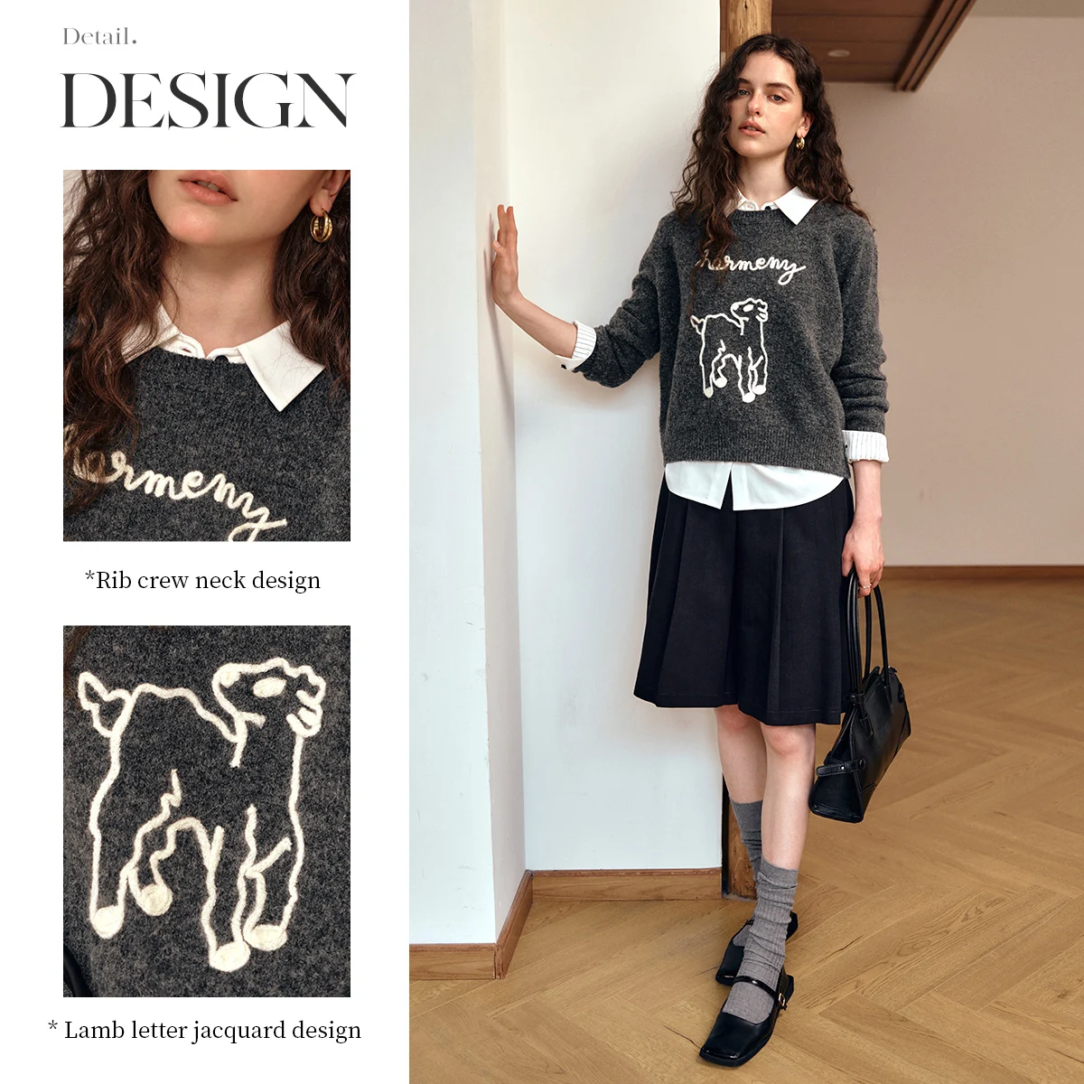 OLrain-suéteres informales para mujer, novedad de Otoño de 2025, jersey de Jacquard, Tops tejidos de manga larga para ir al trabajo francés, O57QM001252