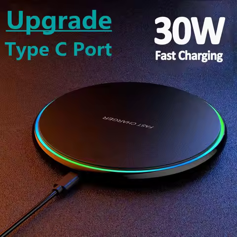30W Wireless Charger Pad for iPhone 14 13 12 11 Pro Max Samsung S21 S20 S10 S9 Xiaomi Induction Fast Charging Docking Station